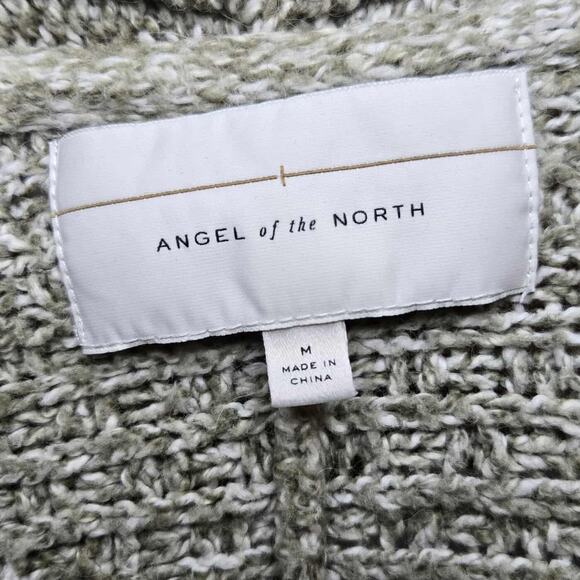 Angel of the North Cream Green Chunky Knit Dolman Sleeve Open Cardigan Size M - Picture 3 of 4